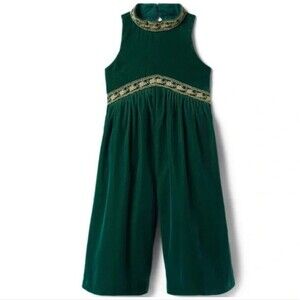 Janie & Jack Green Holiday Velvet Jumpsuit Romper Size 12-18 months